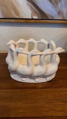 Vintage 1980s Holland Mold Circle of Geese Ceramic Planter Bowl